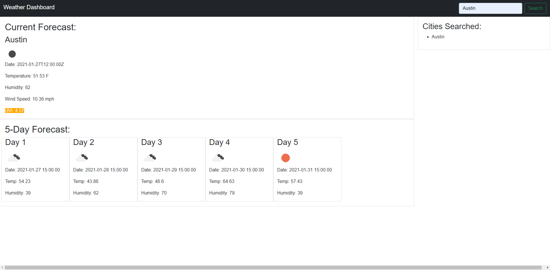 Weather Dashboard Photo